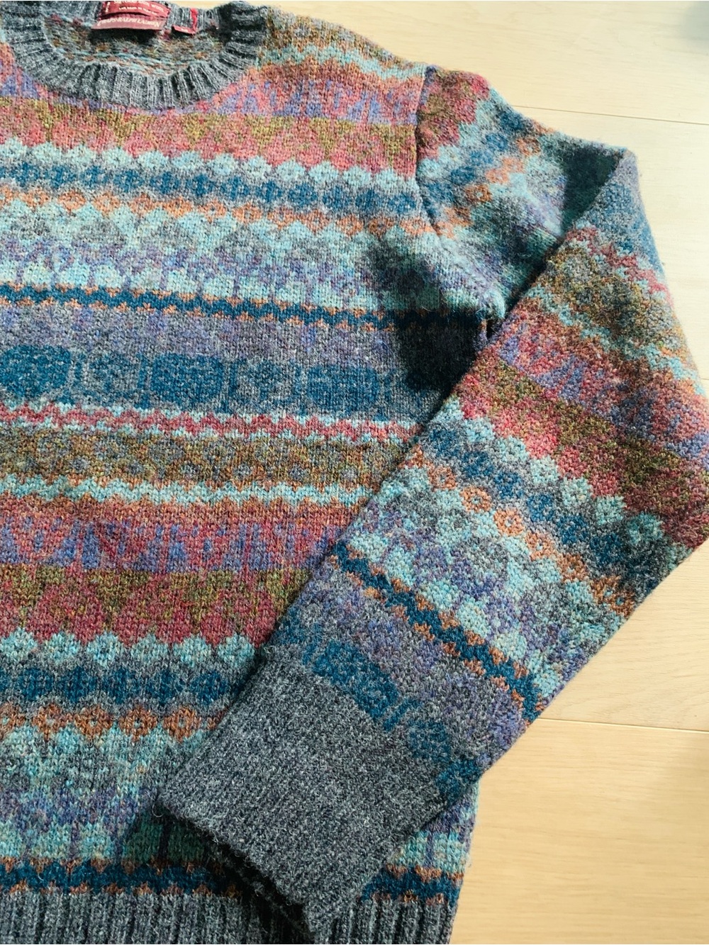 Vintage 80s Chaps Ralph Lauren 100% Shetland Wool Fair Isle Nordic Ski Sweater - Picture 5 of 11